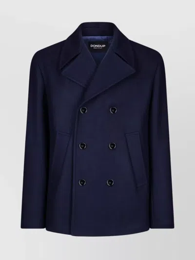 Dondup Double-breasted Wool-cashmere Jacket With Notched Lapel In Blue