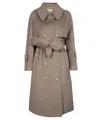 Dondup Double-breasted Wool Coat In Brown