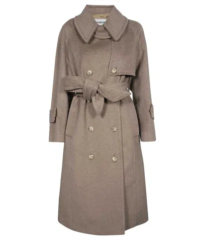 Dondup Double-breasted Wool Coat In Sand