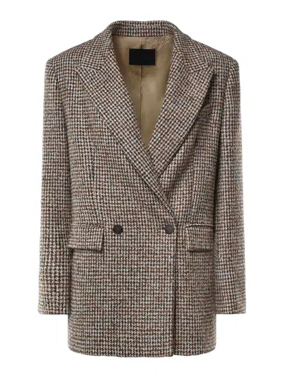 Dondup Double-breasted Boucl Blazer In Beige