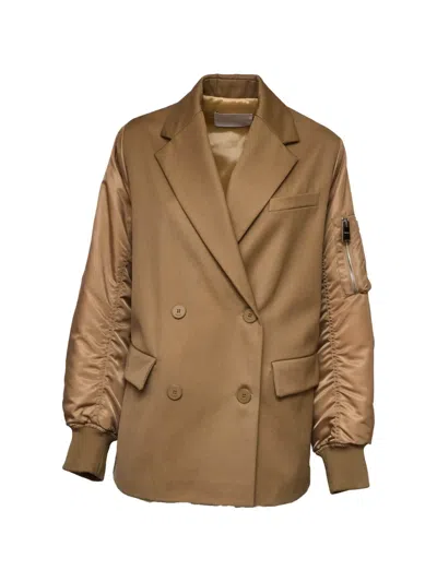 Dondup Double-breasted Flap-pocket Jacket In Brown