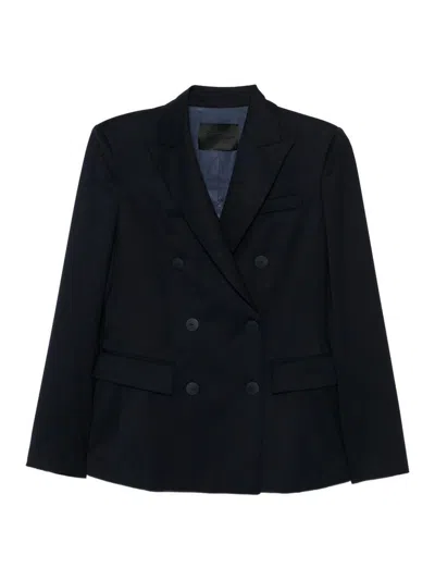 Dondup Double-breasted Jacket In Blue With Pockets