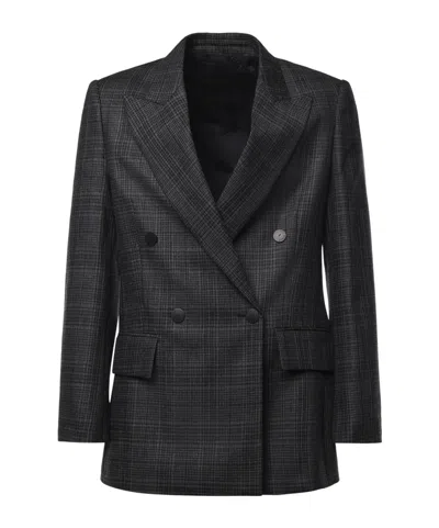 Dondup Check-pattern Double-breasted Blazer In Gray
