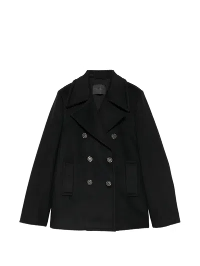 Dondup Double-breasted Pea Coat In Black