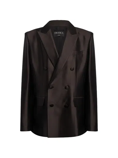 Dondup Double-breasted Peaked-lapel Blazer In Black