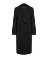 Dondup Pinstripe-pattern Double-breasted Coat In Black