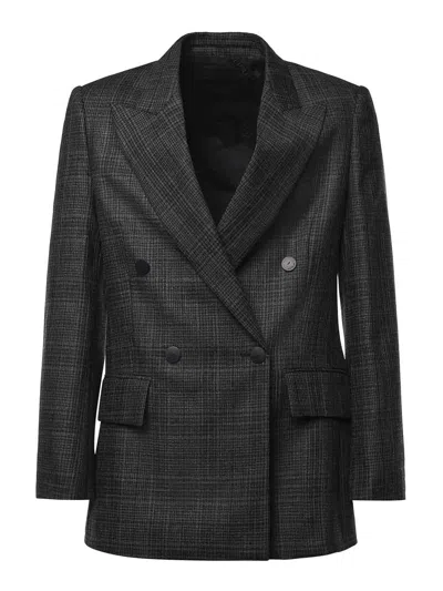 Dondup Double-breasted Prince Of Wales Blazer In Grey