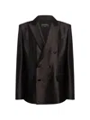 Dondup Double-breasted Satin Jacket In Black