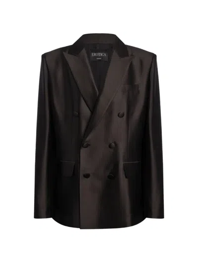 DONDUP DOUBLE-BREASTED SATIN JACKET