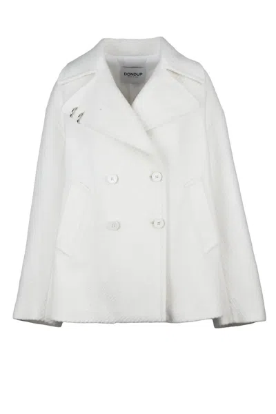 Dondup Double-breasted White Coat With Classic Lapel