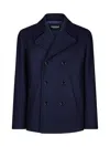 Dondup Double-breasted Wool-cashmere Jacket With Notched Lapel In Blue