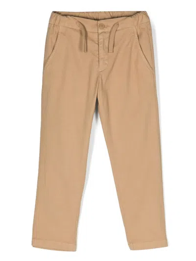 Dondup Kids' Drawstring Straight-leg Trousers In Brown