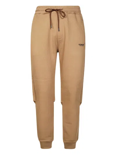 Dondup Relaxed Fit Brown Pants With Adjustable Waistband And Ribbed Cuffs In Multi