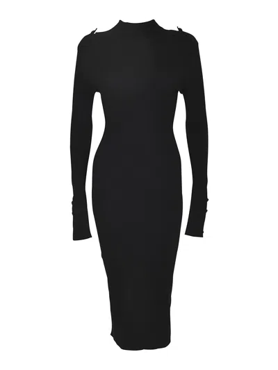 Dondup Ribbed Long Dress In Black