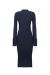 Dondup Ribbed Midi Dress In Blue