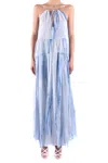 Dondup Woman Maxi Dress Sky Blue Size 10 Viscose In Multicolor
