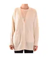 Dondup Knit Cardigan With V-neckline And Cable Details In Nude