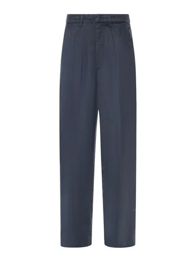 Dondup Elois Linen And Lyocell Trousers In Blue