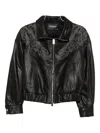 Dondup Embellished Leather Jacket In Black
