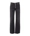 Dondup High-waisted Wide-leg Jeans With Decorative Button Fly In Black