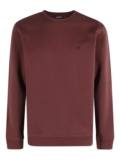 Dondup Embroidered-logo Crew-neck Sweatshirt In Burgundy