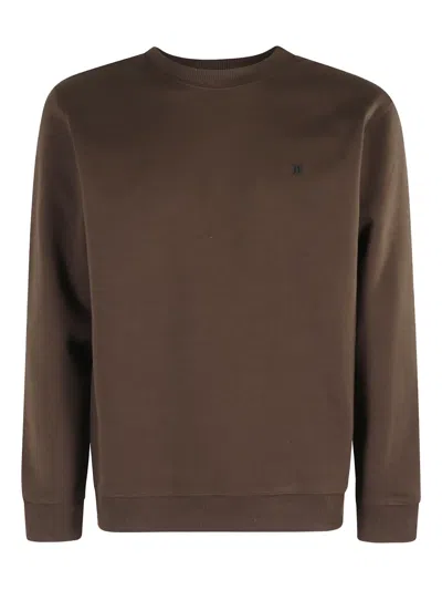 Dondup Embroidered-logo Crew-neck Sweatshirt In Brown