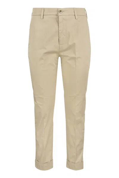 Dondup Erin - Slim Cotton Trousers In Beige