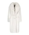 Dondup Mid-length Eco-fur Coat With Silver Hardware In White