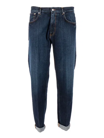Dondup Ervin Straight Leg Cuffed Jeans In Blue