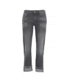 Dondup Faded Black Boyfriend Jeans With Subtle Distressing And Rolled Cuffs In Black