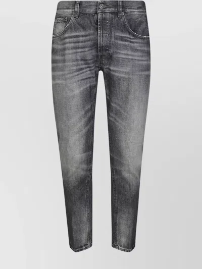 Dondup Faded Denim Trousers With Rivets In Gray