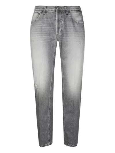 Dondup Mid-rise Tapered Jeans With Faded Grey Wash In Gray