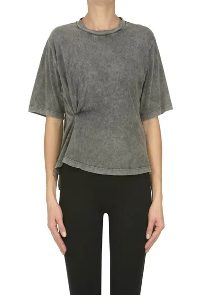 Dondup Faded Effect Cotton T-shirt In Gray