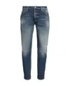 Dondup Denim Trousers With Belt Loops And Contrast Stitching In Blue
