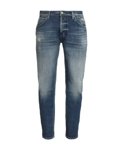 Dondup Faded Sim-cut Cropped Jeans In Navy