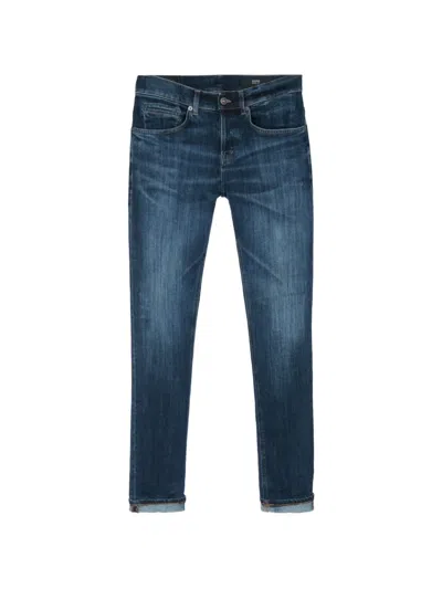 Dondup Denim Five Pocket Mid Rise Slim Jeans In Blue
