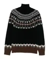Dondup Fair-isle Turtleneck Sweater In Black