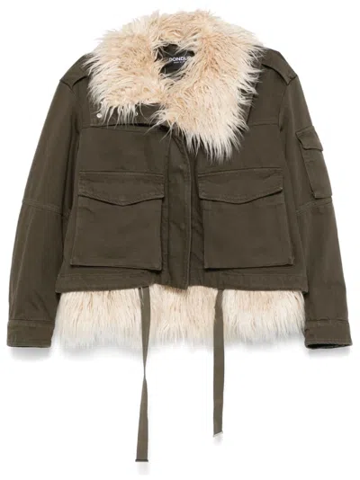 Dondup Faux-fur Trimmed Jacket In Military Green