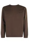 Dondup Comfort-fit Crewneck Sweatshirt In Soft Brown Cotton In Brown