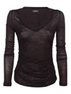 Dondup Long Sleeve Wool T-shirt In 紫色