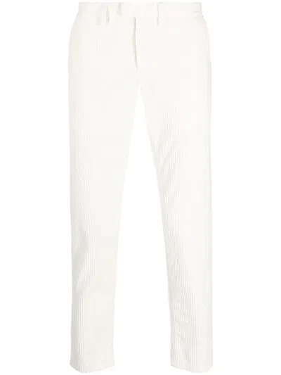 Dondup Fine-ribbed Tapered Trousers In White