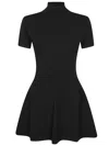 Dondup Short-sleeve Ribbed Mini Dress In Black
