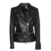 Dondup Asymmetric Zip Leather Jacket In Black