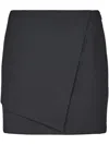 Dondup Tailored Wrap Skirt With Smooth Finish And Discreet Logo In Black