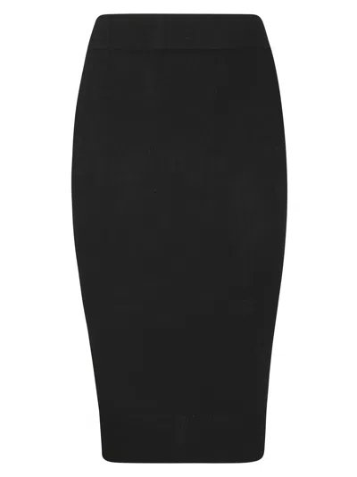 DONDUP DONDUP FITTED BLACK SKIRT WITH RIBBED HEM