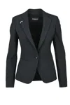 Dondup Woman Blazer Black Size 2 Polyester, Virgin Wool, Elastane In Black