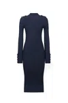 Dondup Ribbed Midi Dress In Blue