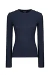 Dondup Fitted Blue Sweater With Shoulder Buttons In Blue