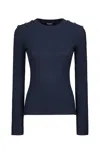Dondup Fitted Blue Sweater With Shoulder Buttons In Blue
