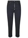 Dondup Fitted High-waist Cropped Trousers With Decorative Buttons In Black